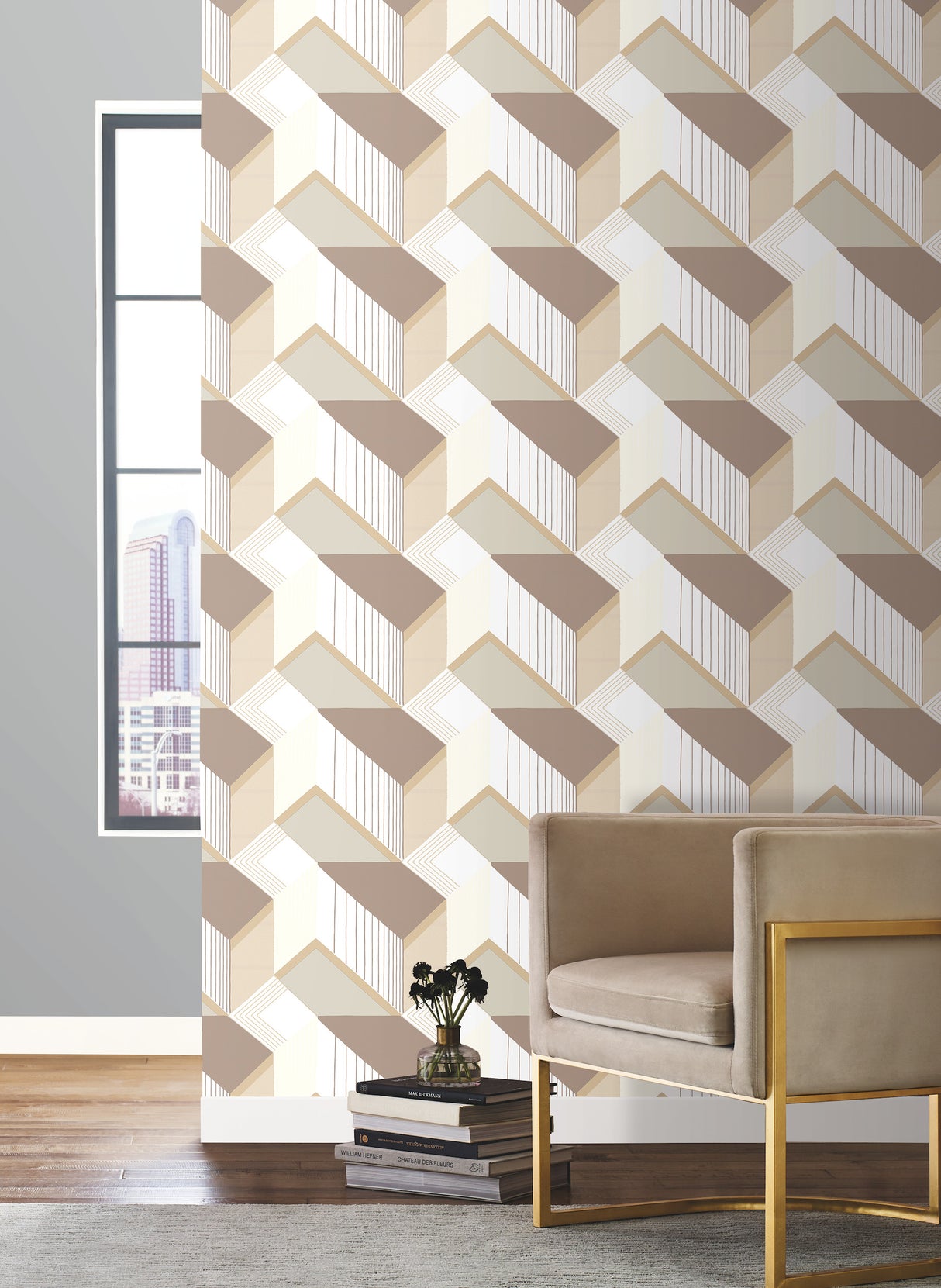 York BW3881 Graphic Geo Blocks White & Cream Wallpaper