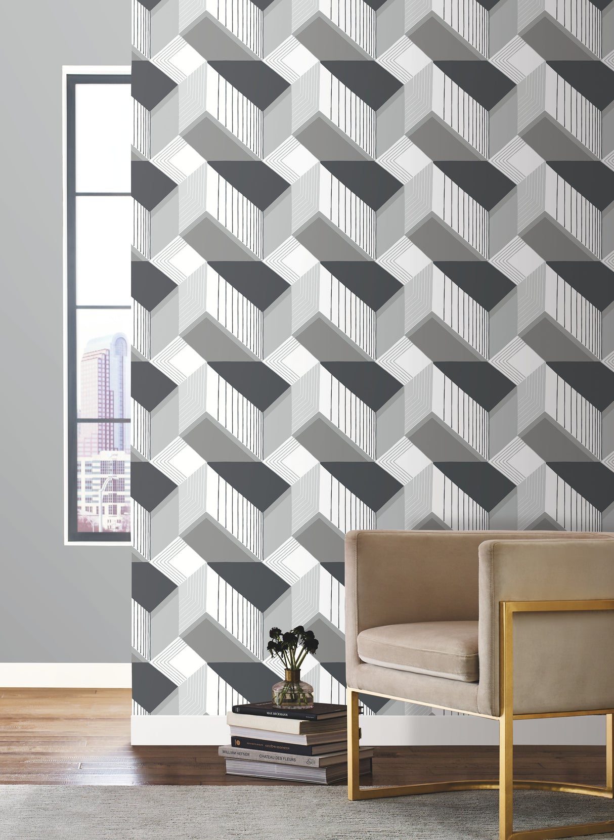 York BW3882 Graphic Geo Black & White Wallpaper
