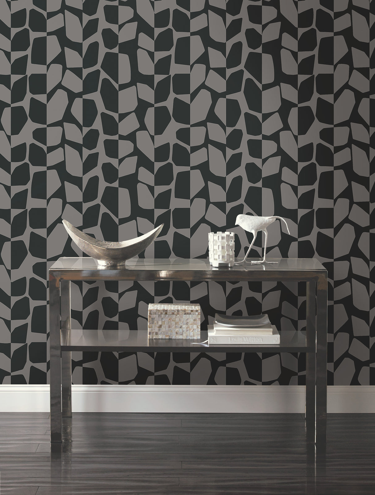York BW3894 Primitive Vines Black Metallic Wallpaper