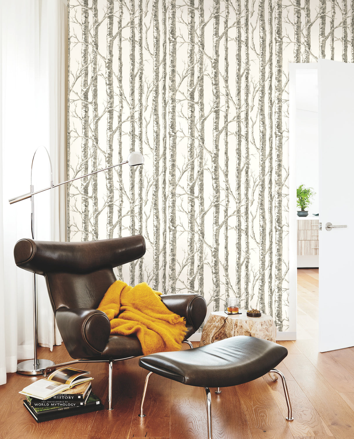 York BW3901 Paper Birch White & Grey Wallpaper