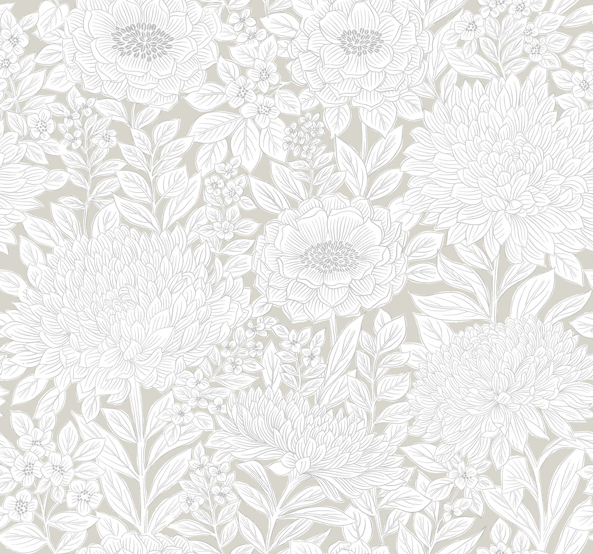 York BW3922 Wood Block Blooms Taupe & Silver Wallpaper