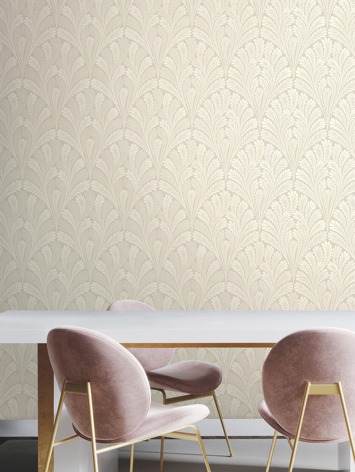 York BW3952 Shell Damask Neutral & Pearl Wallpaper