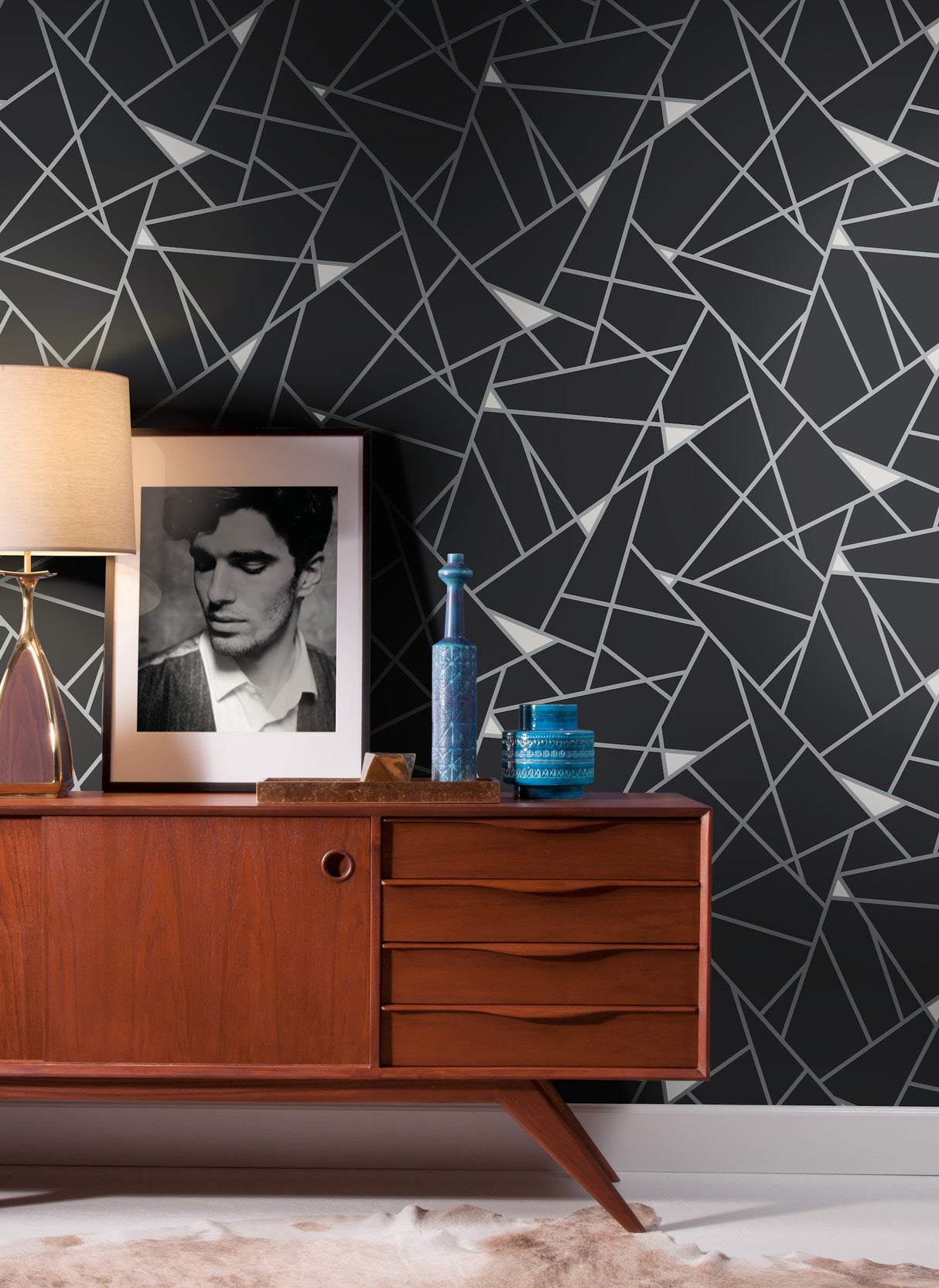 York BW3985 Prismatic Black & Silver Wallpaper
