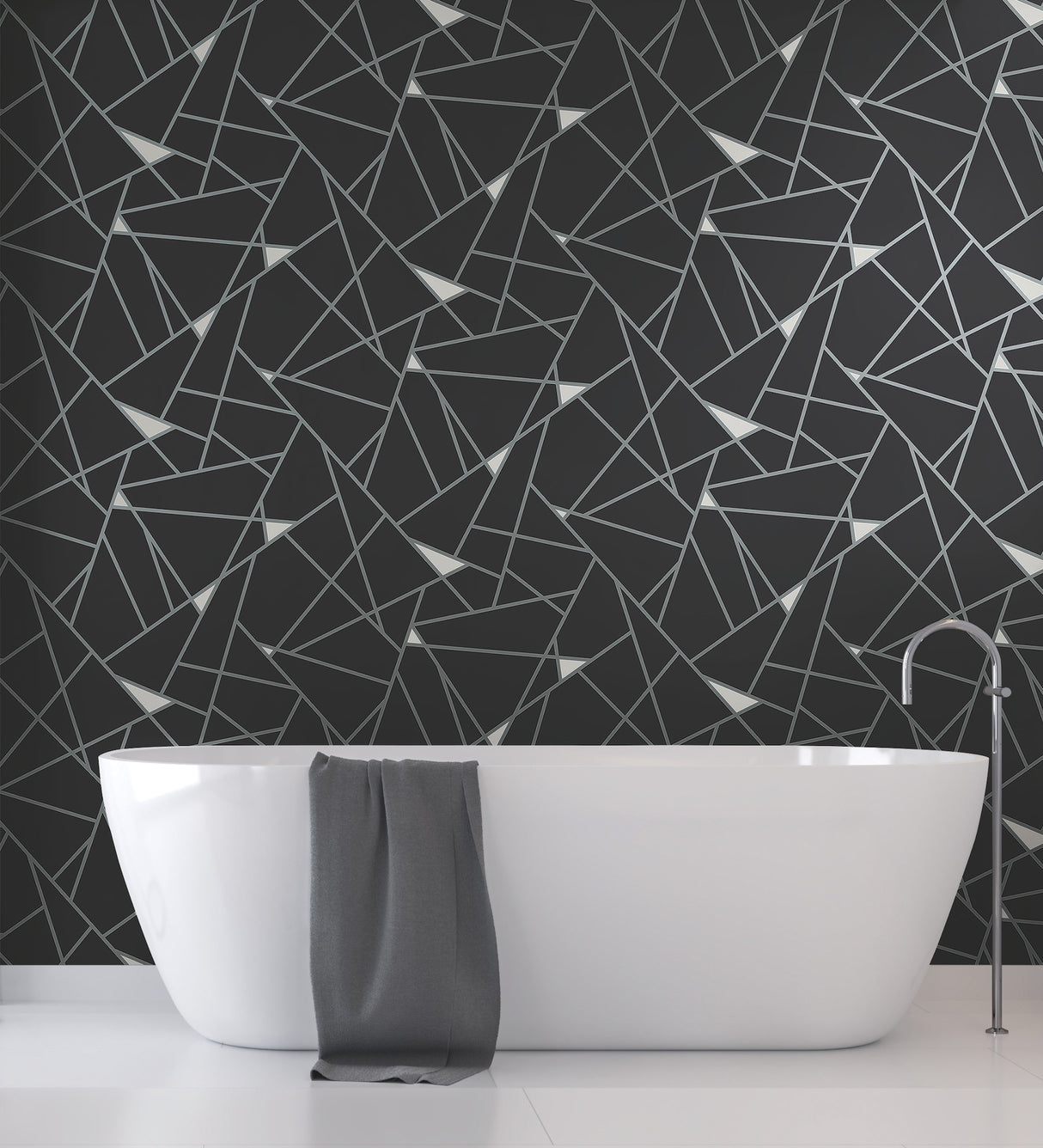 York BW3985 Prismatic Black & Silver Wallpaper