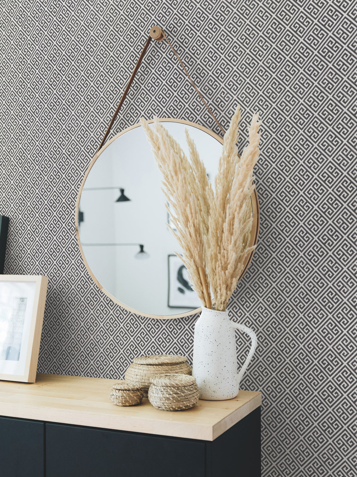 York BW3992 Grecian Geometric Black Wallpaper