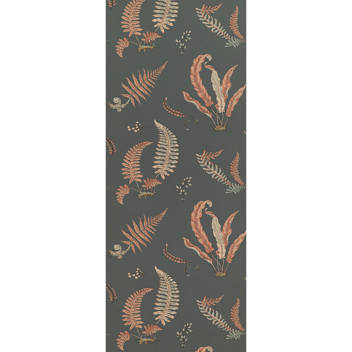 G P & J BAKER BW45044.13.0 FERNS CORAL/CHARCOAL Wallpaper - Eade's Wallpaper