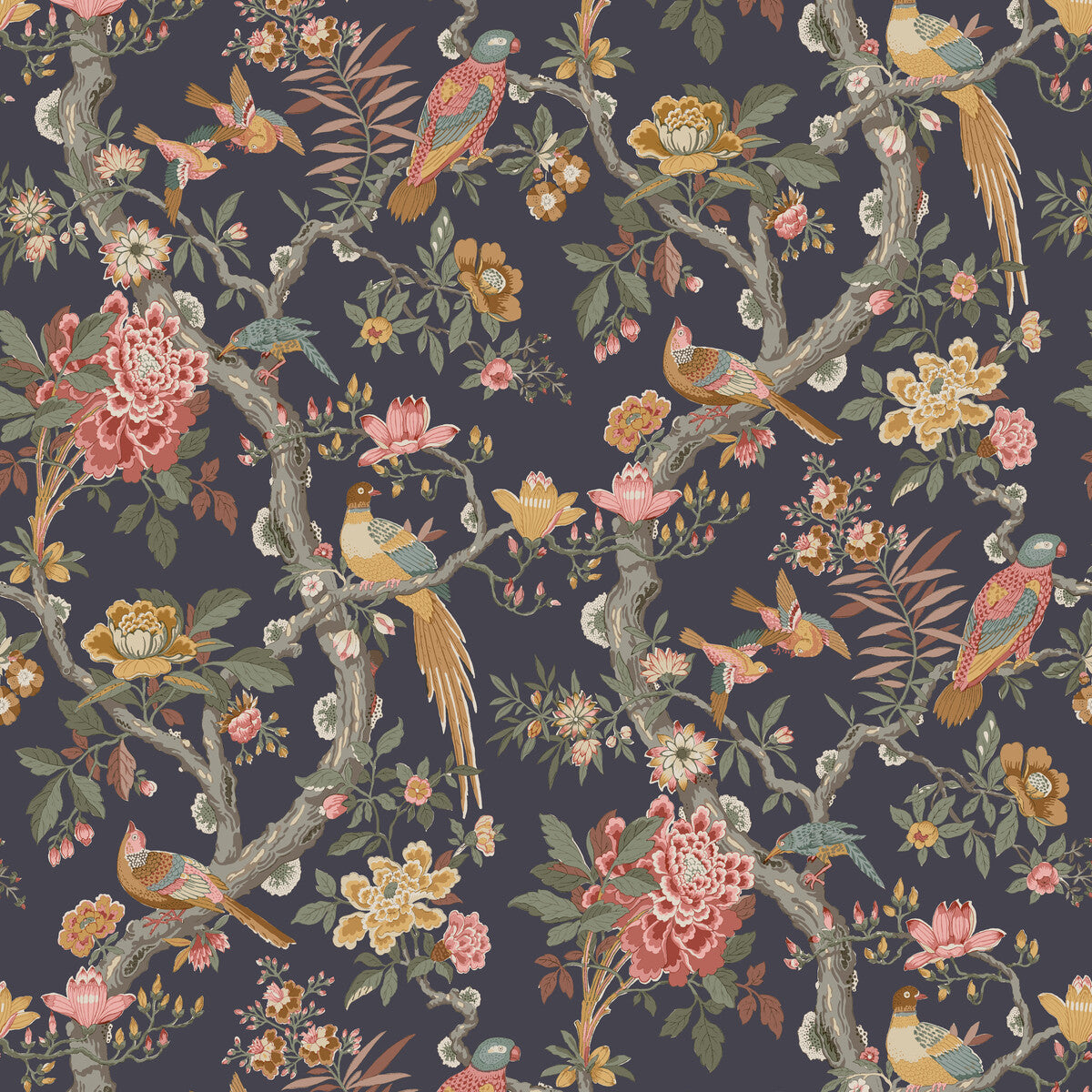 G P & J BAKER BW45094.8.0 ELTHAM CHARCOAL/JEWEL Wallpaper - Eade's Wallpaper