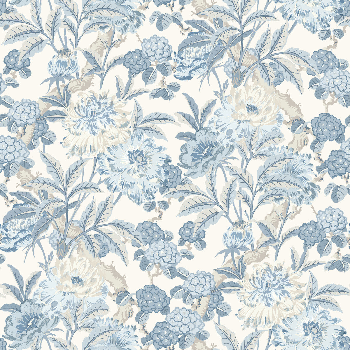 G P & J BAKER BW45095.1.0 SUMMER PEONY BLUE Wallpaper - Eade's Wallpaper