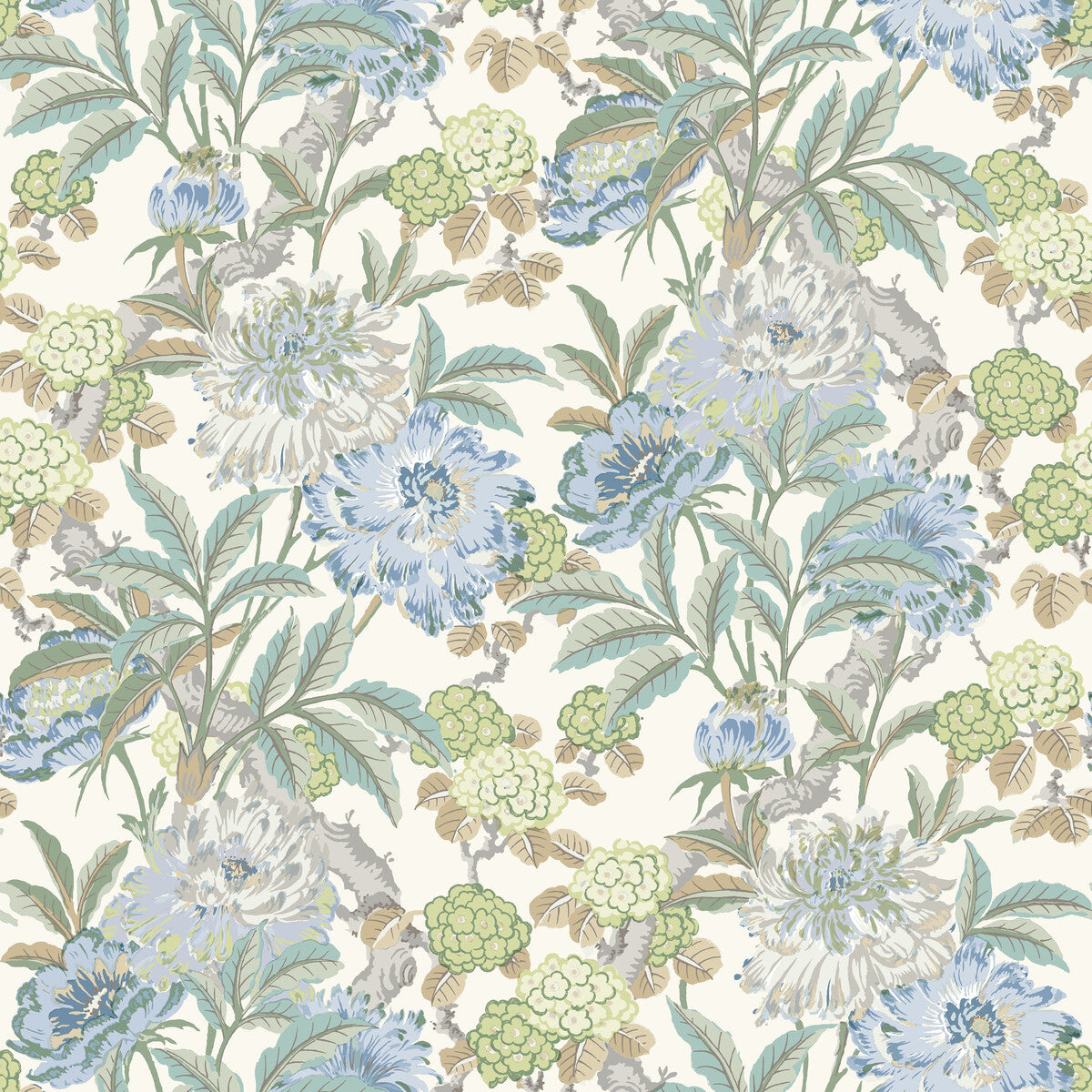 G P & J BAKER BW45095.4.0 SUMMER PEONY AQUA Wallpaper - Eade's Wallpaper