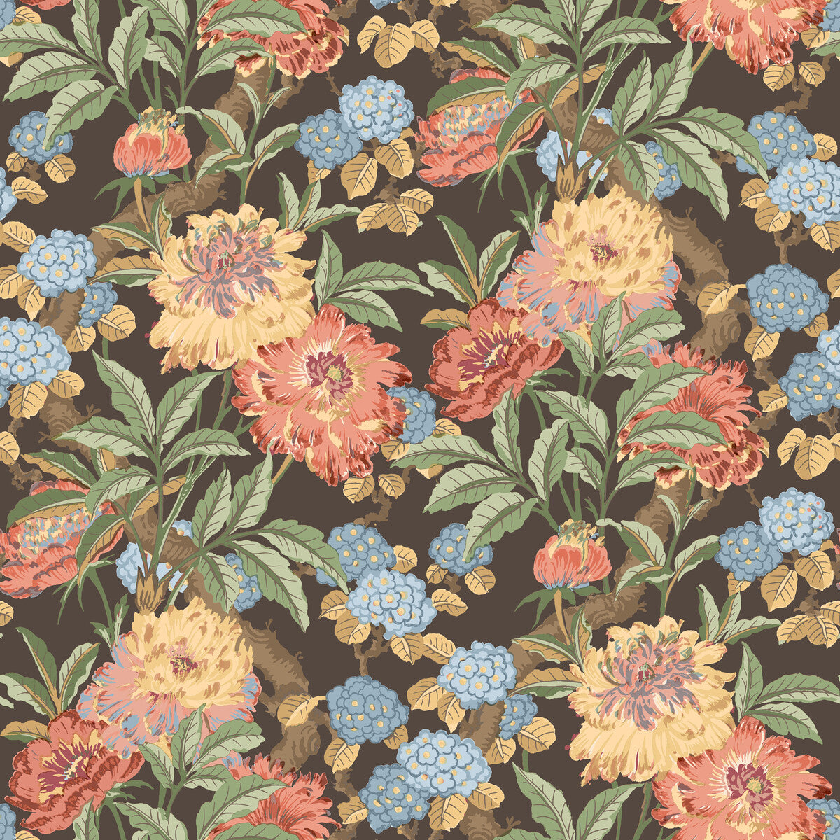 G P & J BAKER BW45095.8.0 SUMMER PEONY CHARCOAL/JEWEL Wallpaper - Eade's Wallpaper