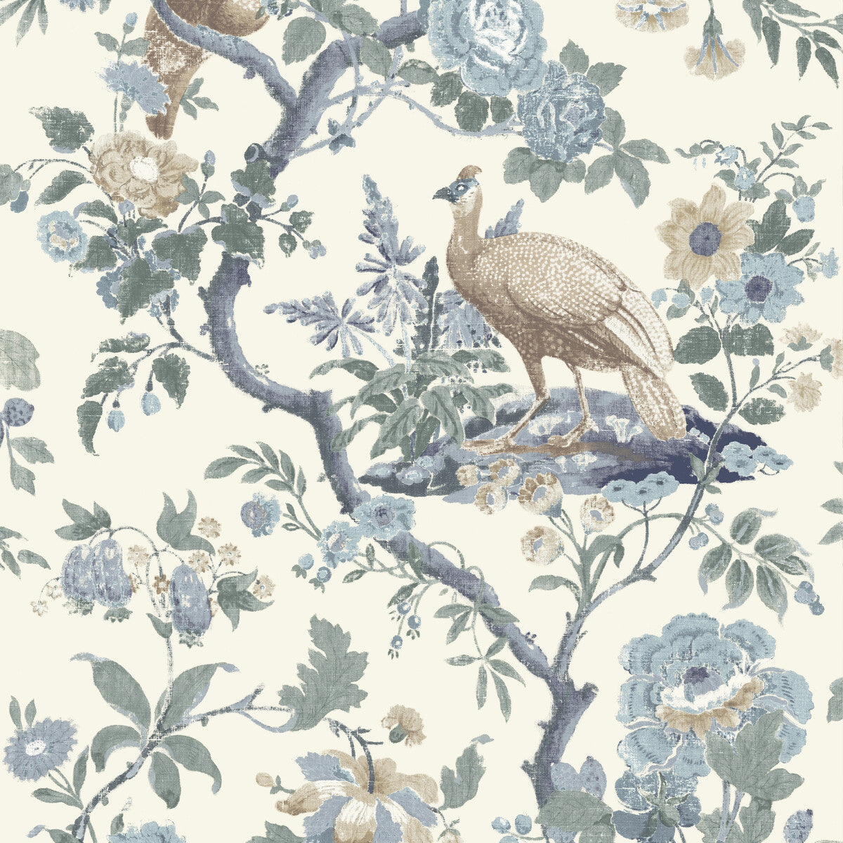 G P & J BAKER BW45096.1.0 BROUGHTON ROSE BLUE Wallpaper - Eade's Wallpaper