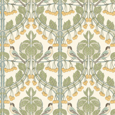 G P & J BAKER BW45100.3.0 BIRDS & CHERRIES AQUA Wallpaper - Eade's Wallpaper