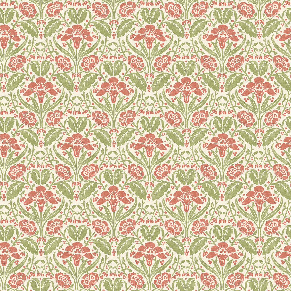 G P & J BAKER BW45101.1.0 IRIS MEADOW PINK/GREEN Wallpaper - Eade's Wallpaper