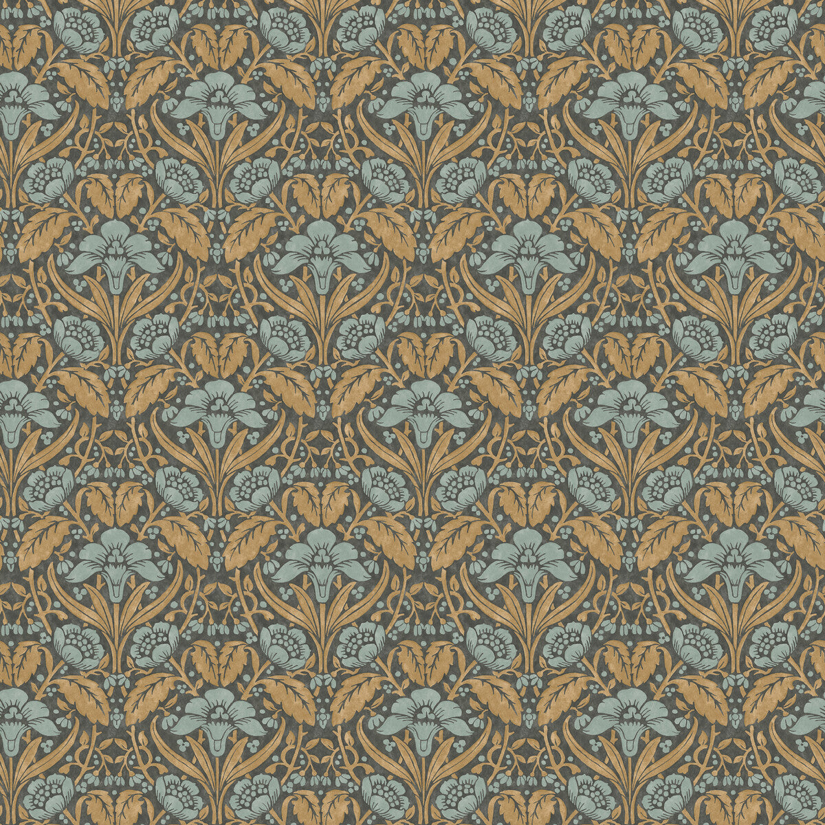 G P & J BAKER BW45101.6.0 IRIS MEADOW AQUA/OCHRE Wallpaper - Eade's Wallpaper