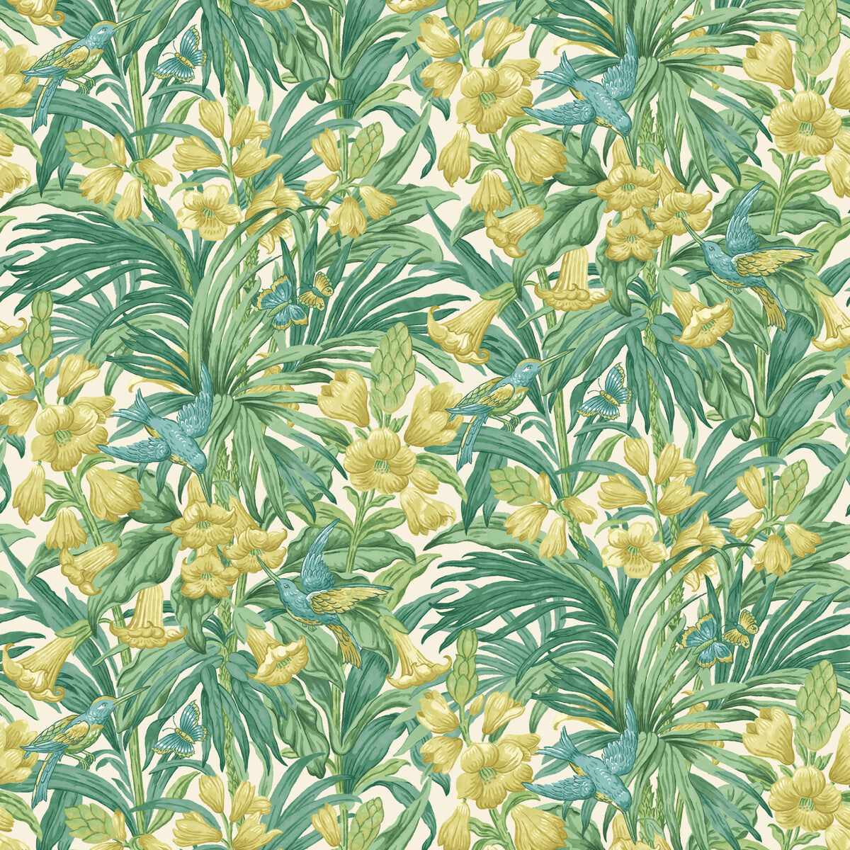 G P & J BAKER BW45103.3.0 TRUMPET FLOWERS EMERALD Wallpaper - Eade's Wallpaper