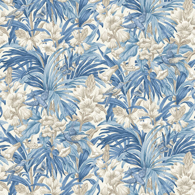 G P & J BAKER BW45103.4.0 TRUMPET FLOWERS BLUE Wallpaper - Eade's Wallpaper