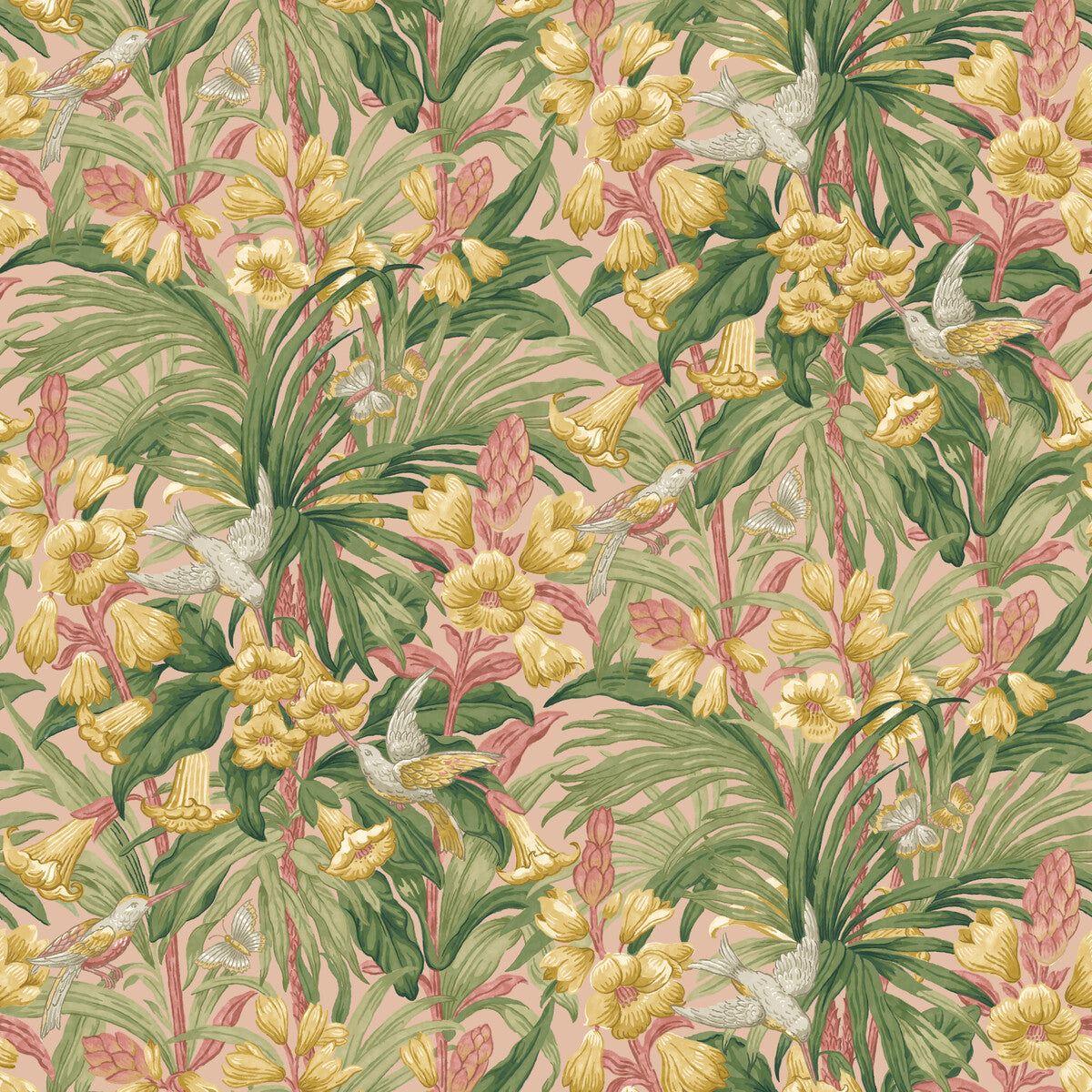 G P & J BAKER BW45103.6.0 TRUMPET FLOWERS BLUSH Wallpaper - Eade's Wallpaper