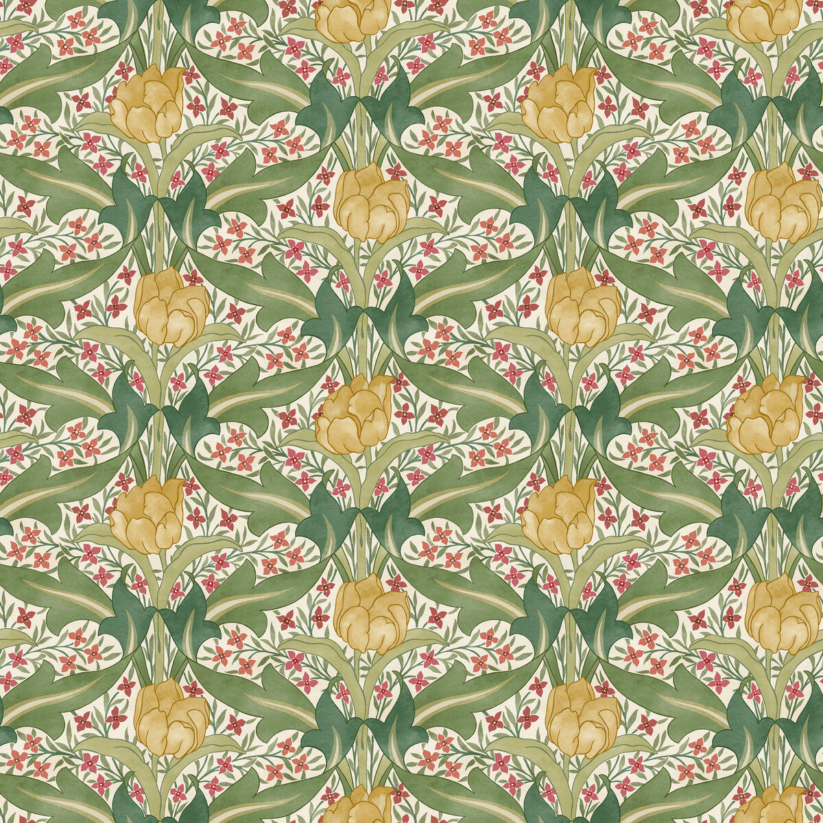 G P & J BAKER BW45104.1.0 TULIP & JASMINE RED/GREEN Wallpaper - Eade's Wallpaper