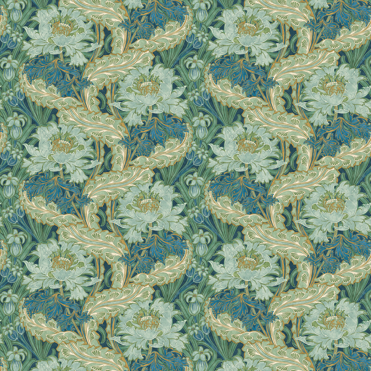 G P & J BAKER BW45105.2.0 BRANTWOOD INDIGO/TEAL Wallpaper - Eade's Wallpaper