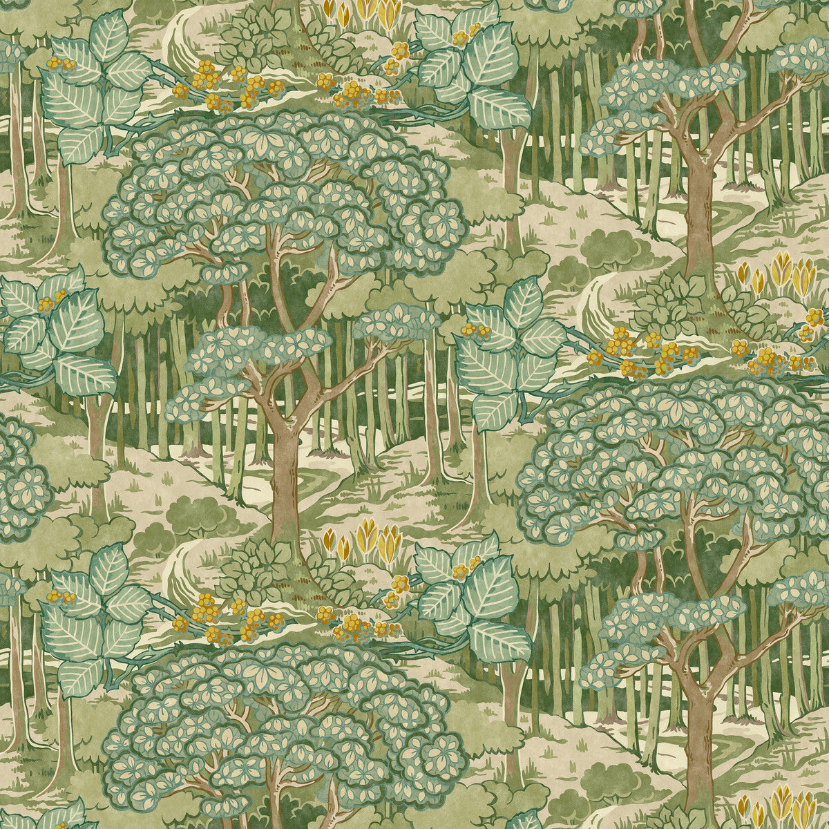 G P & J BAKER BW45106.1.0 RUSKIN GREEN Wallpaper - Eade's Wallpaper