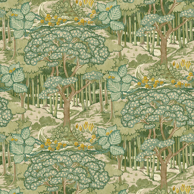 G P & J BAKER BW45106.1.0 RUSKIN GREEN Wallpaper - Eade's Wallpaper