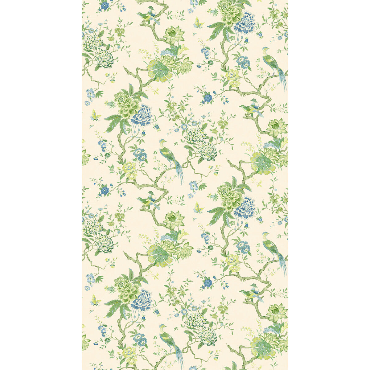 G P & J BAKER BW45128.1.0 ORIENTAL BIRD GREEN/BLUE Wallpaper - Eade's Wallpaper