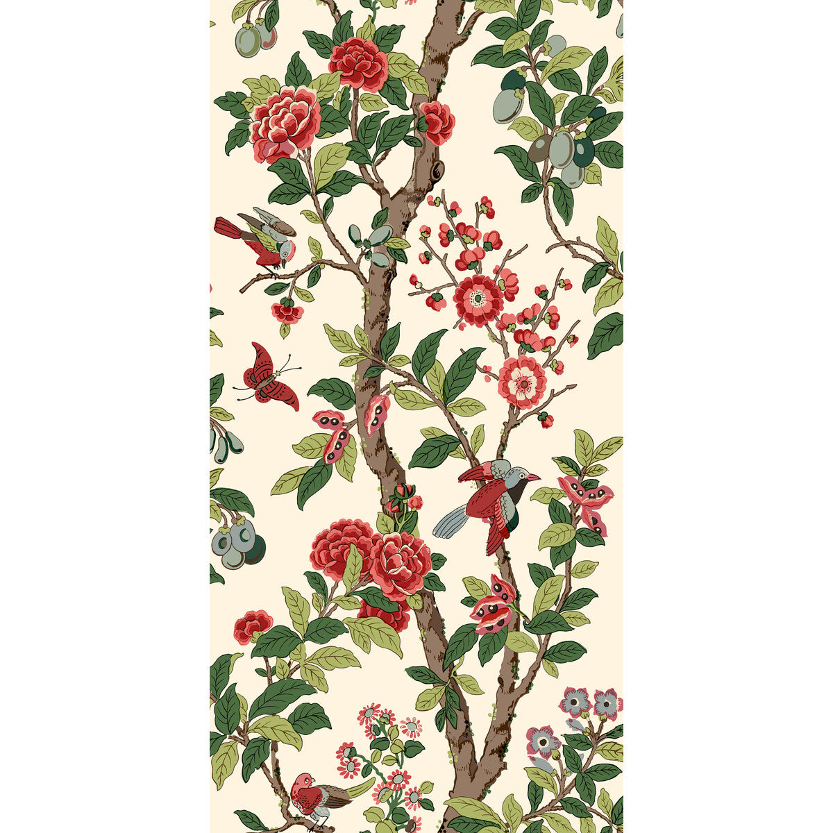 G P & J BAKER BW45129.5.0 ELDON RED/GREEN Wallpaper - Eade's Wallpaper