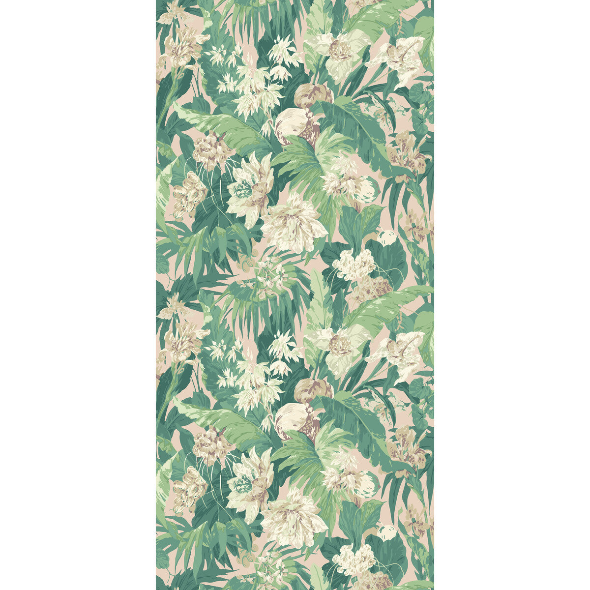 G P & J BAKER BW45132.5.0 TROPICAL FLORAL BLUSH/GREEN Wallpaper - Eade's Wallpaper