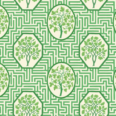 G P & J BAKER BW45148.1.0 ROYAL MAZE ROYAL GREEN Fabric - ROYAL COURT WALLPAPERS