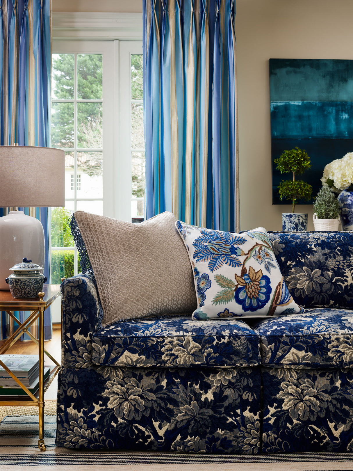 Scalamandre BZ 0062060W BLUE SHADOW RIDGE EDGE Fabric - Eade's Wallpaper
