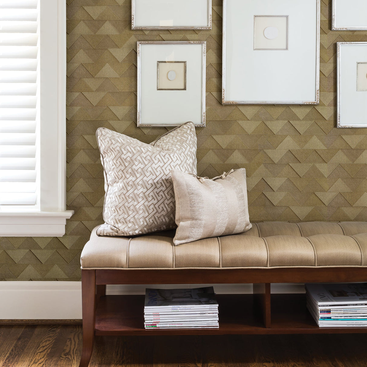 Fine Decor C88601 Matrix Gold Triangle Wallpaper