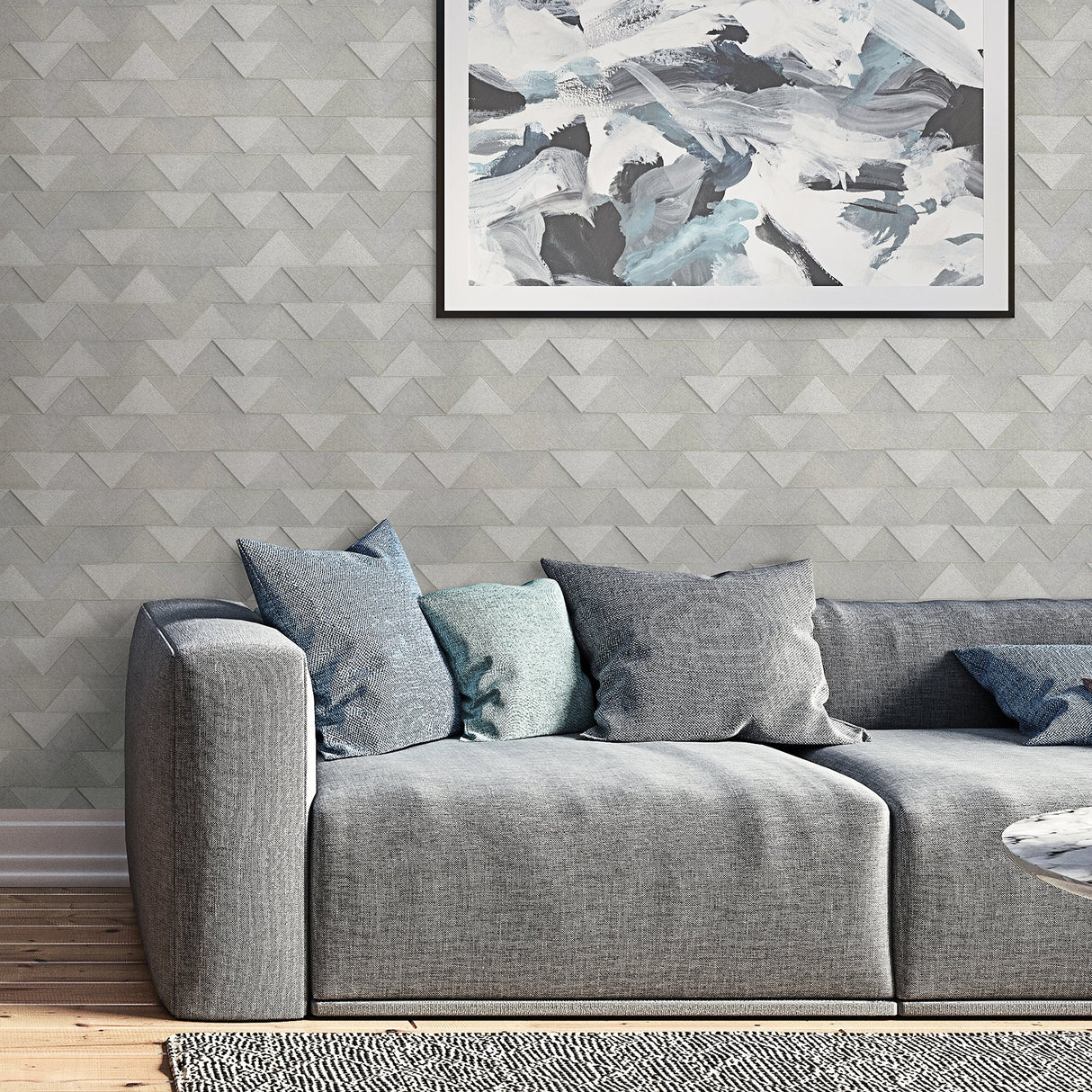 Fine Decor C88610 Matrix Grey Triangle Wallpaper