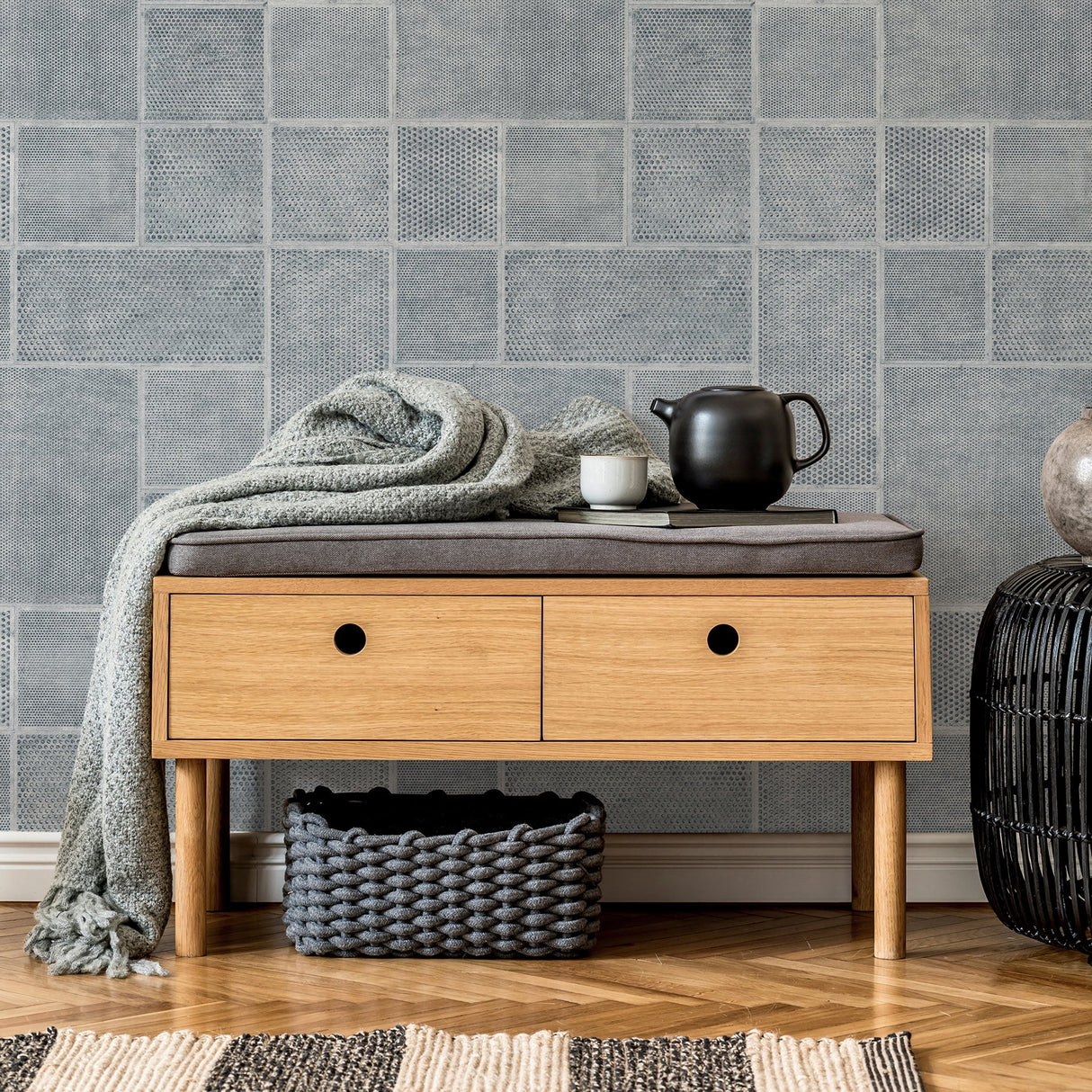 Fine Decor C88636 Ellison Blue Geometric Wallpaper