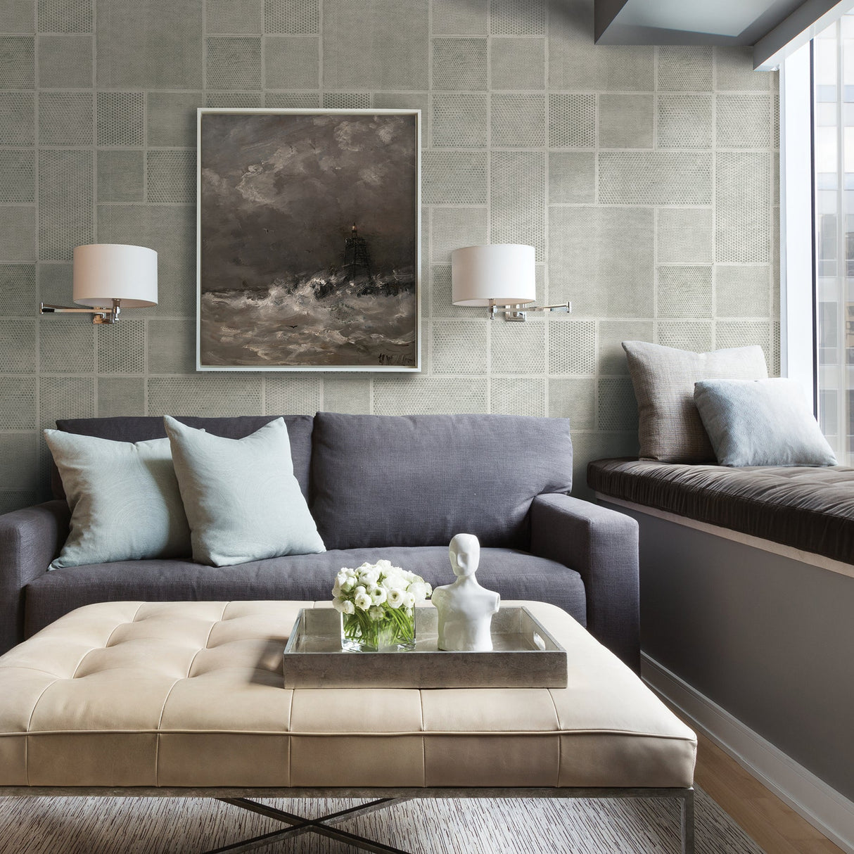 Fine Decor C88640 Ellison Light Grey Geometric Wallpaper