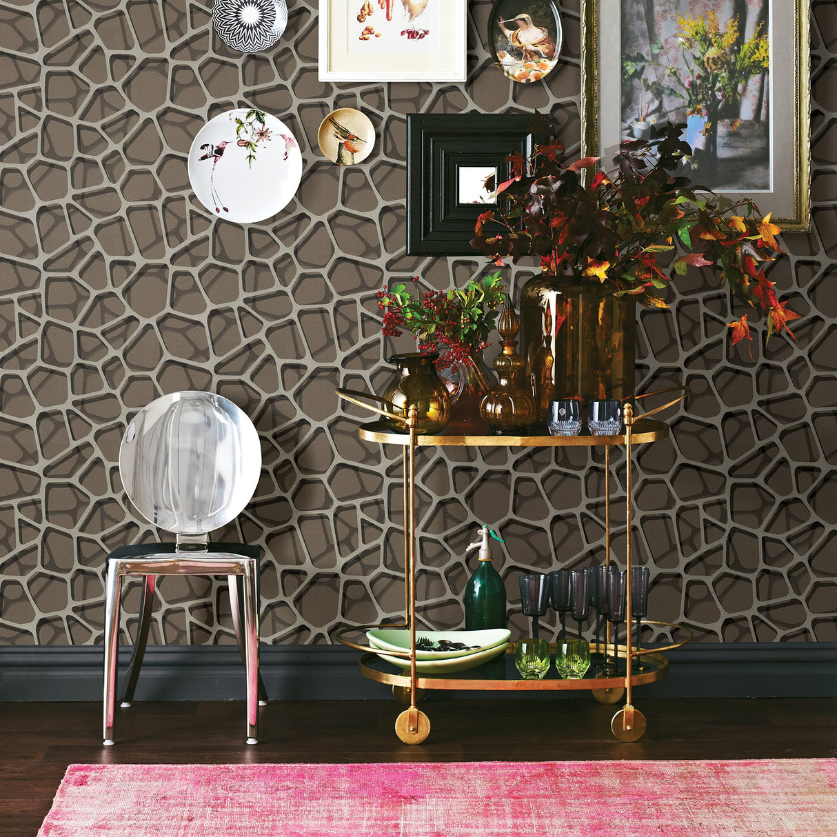 Fine Decor C88642 Connery Coffee Abstract Wallpaper