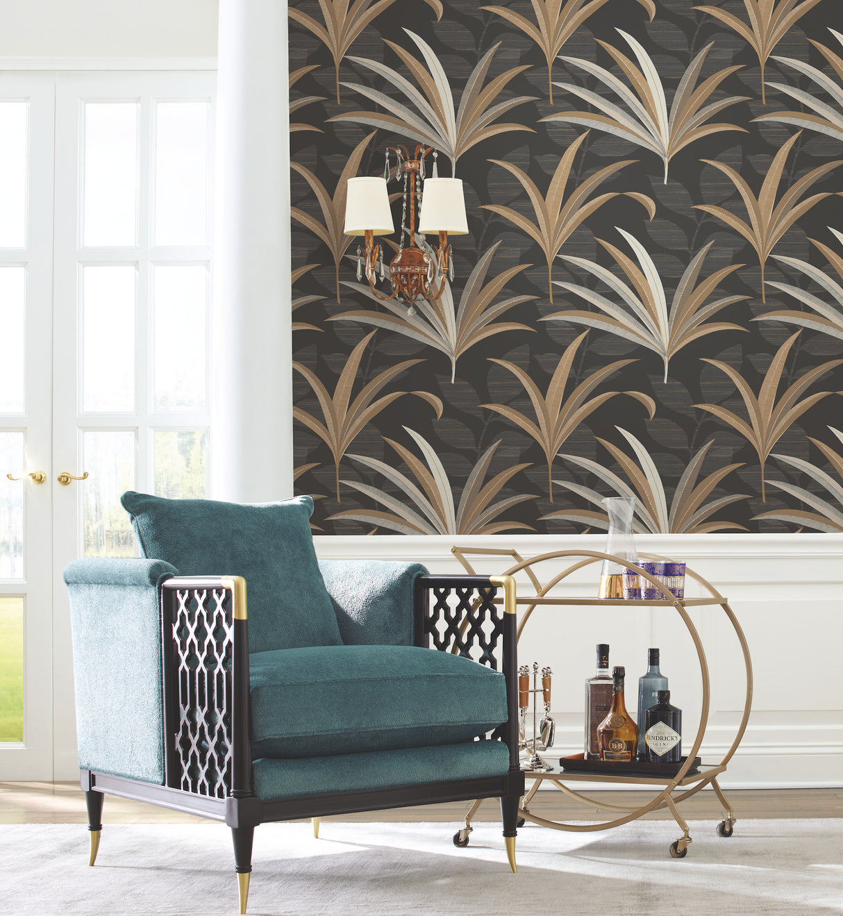 York CA1548 El Morocco Palm Black Wallpaper