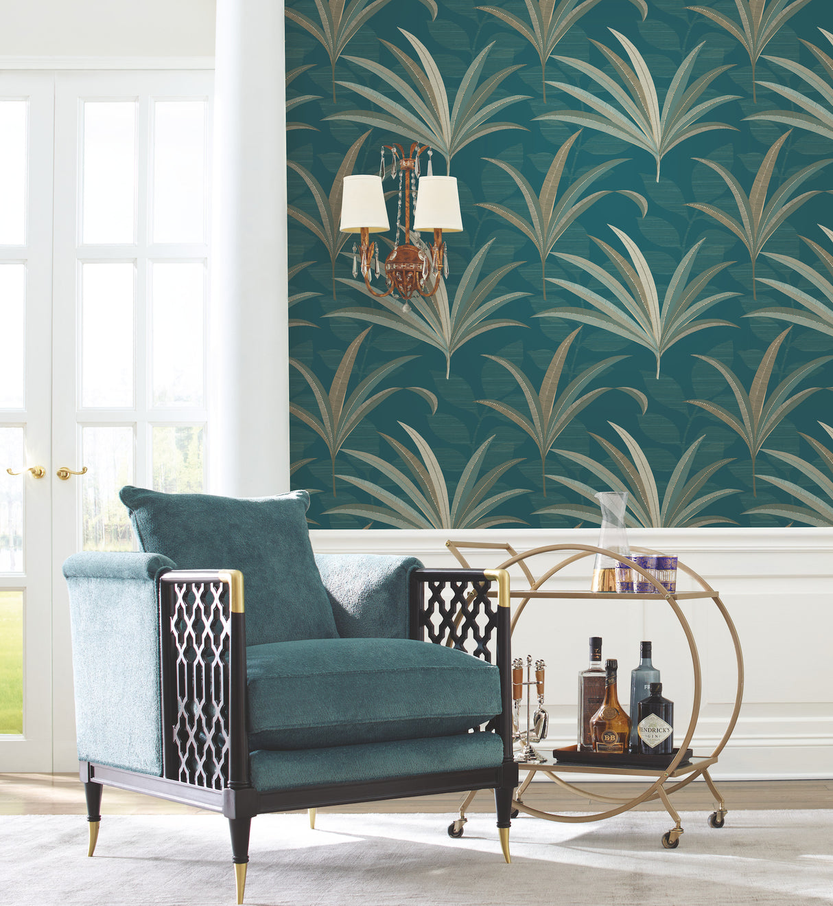 York CA1549 El Morocco Palm Blue Wallpaper