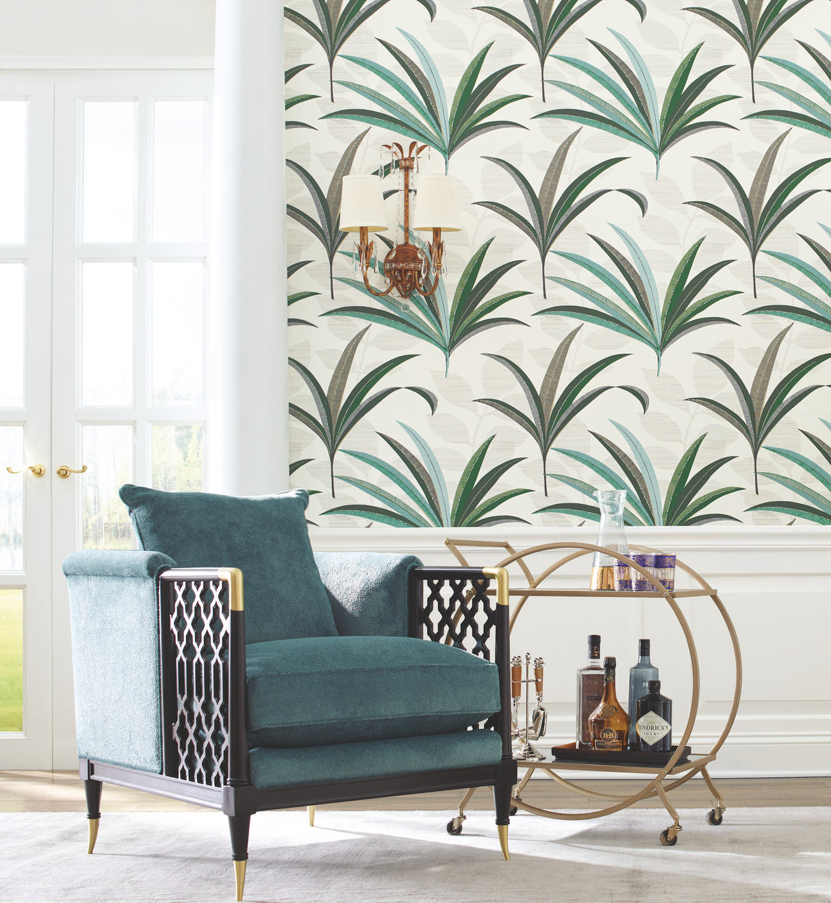 York CA1553 El Morocco Palm White Wallpaper