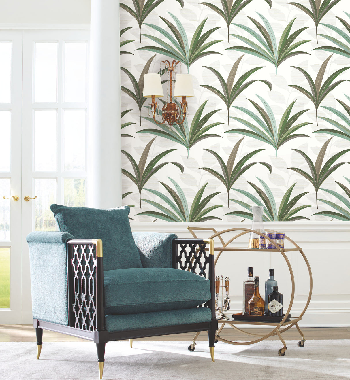 York CA1553 El Morocco Palm White Wallpaper