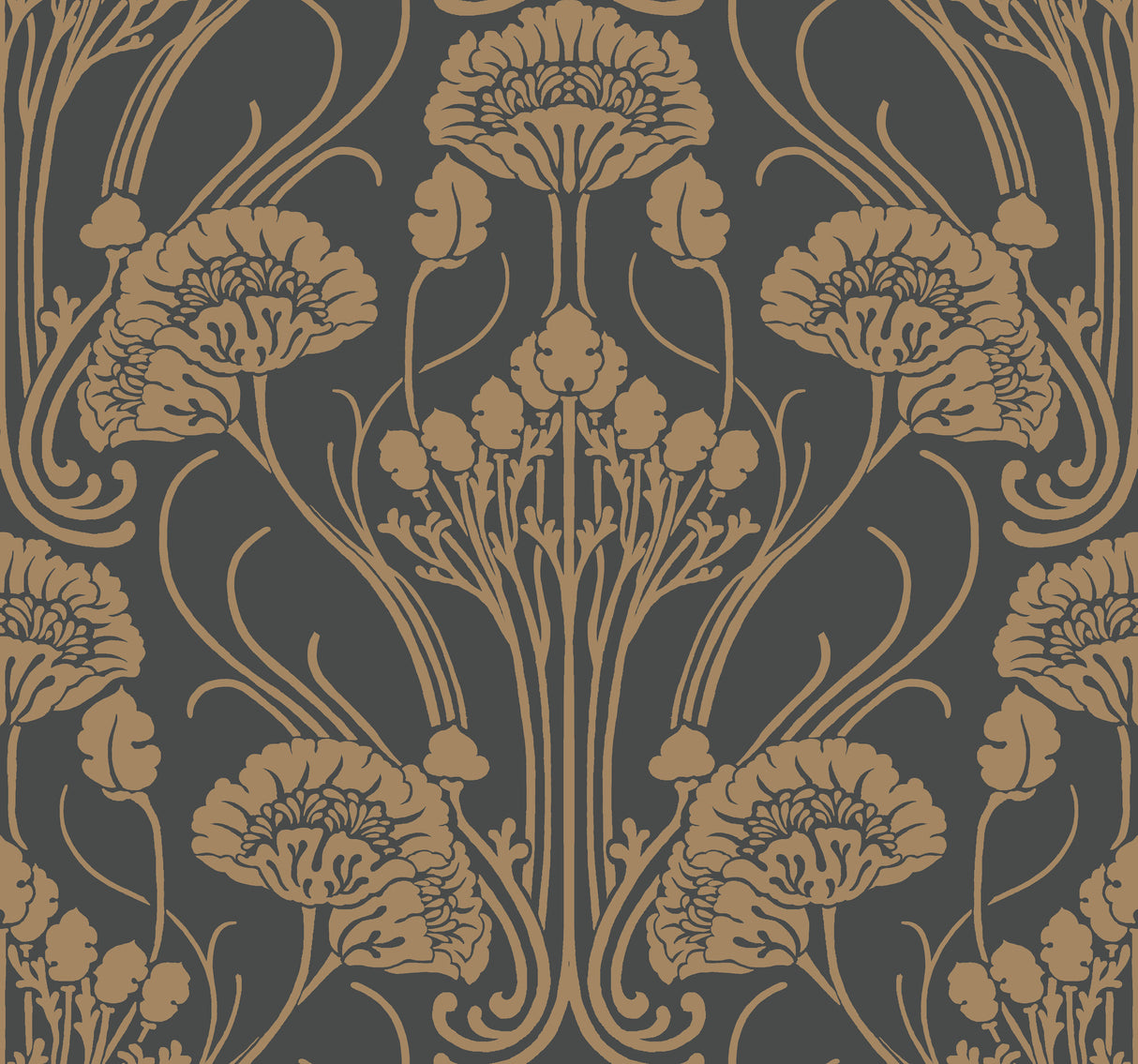 York CA1564 Nouveau Damask Black Wallpaper