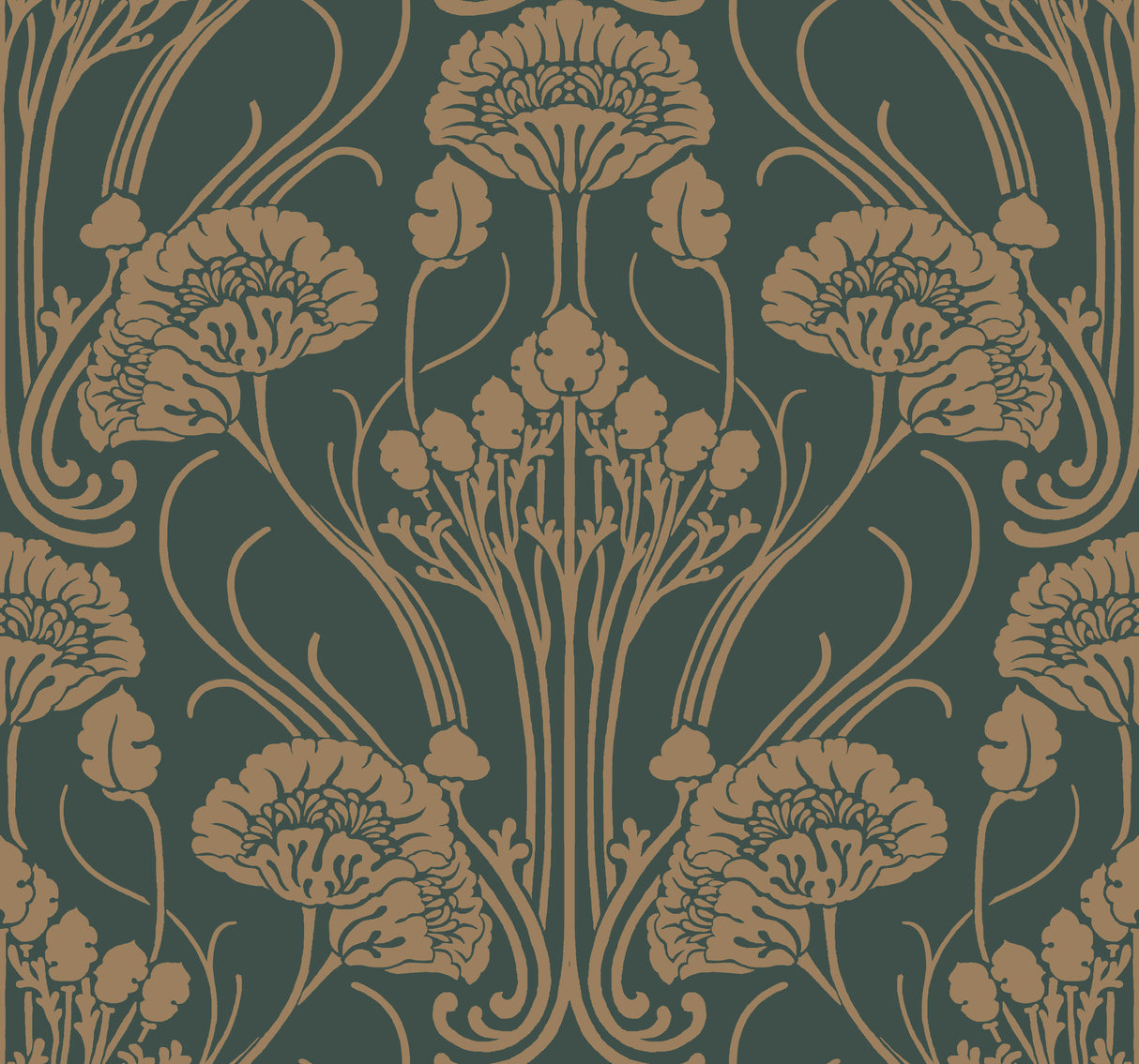 York CA1566 Nouveae Damask Green Wallpaper