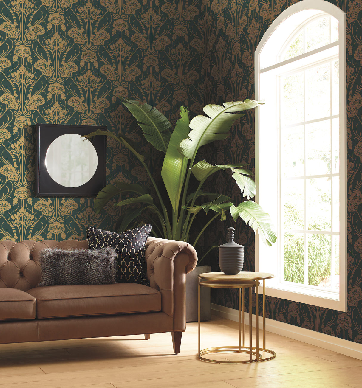 York CA1566 Nouveae Damask Green Wallpaper