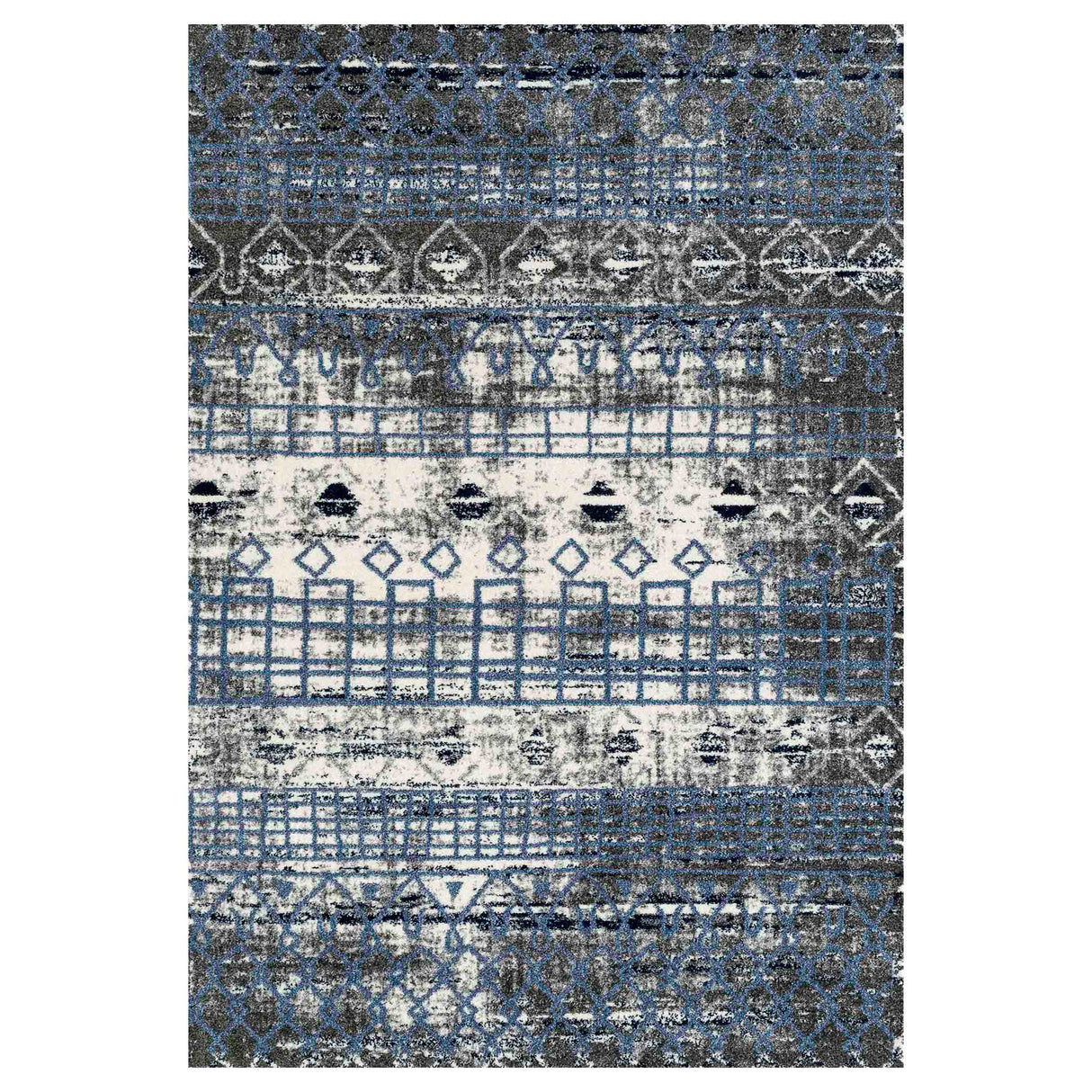 Amer Rugs CAR-1 Caribe Moroccan Inspired /Blue Runner Rug, 2'1" X 6'4" Area Rug