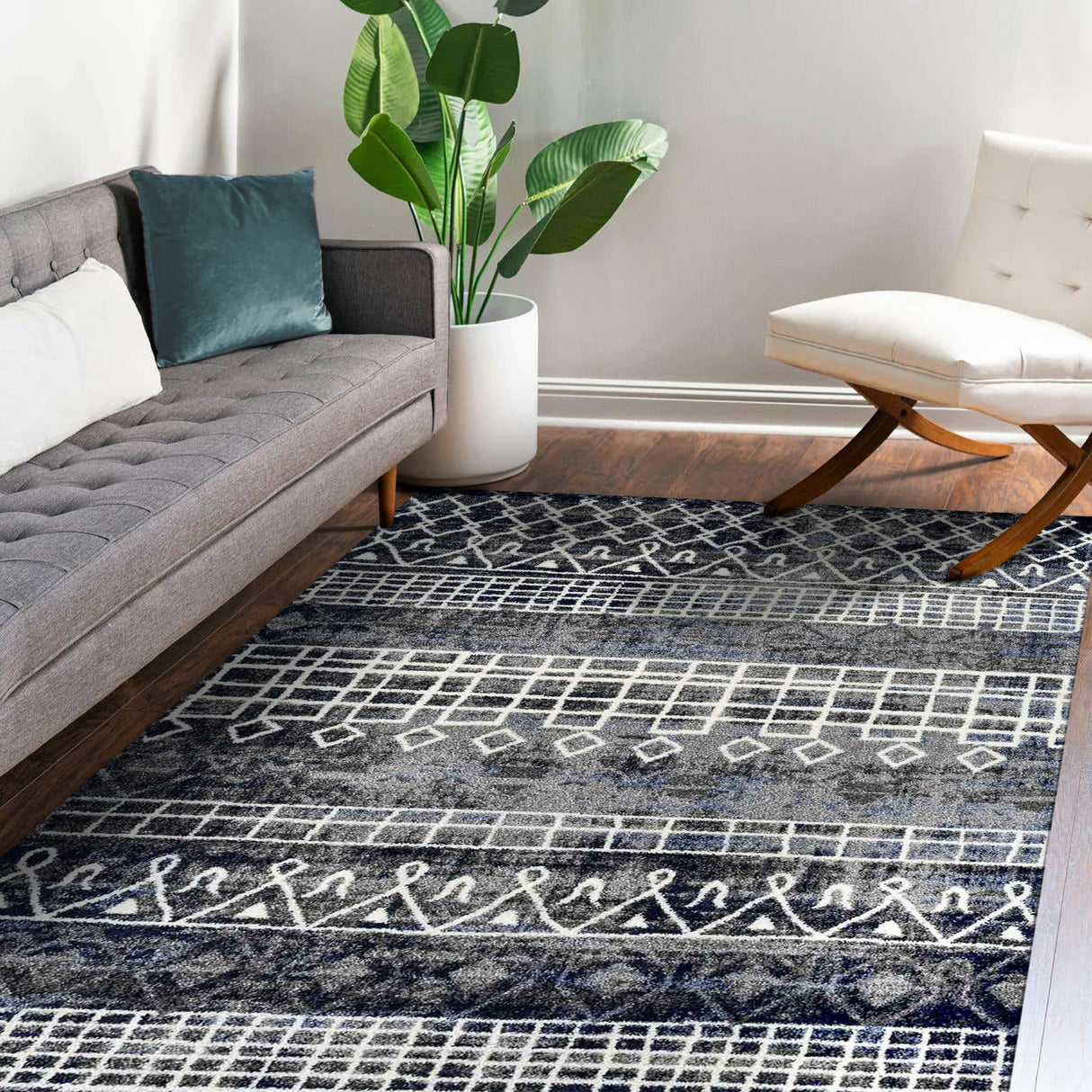 Amer Rugs CAR-3 Caribe Moroccan Inspired /Ivory Runner Rug, 2'1" X 6'4" Area Rug