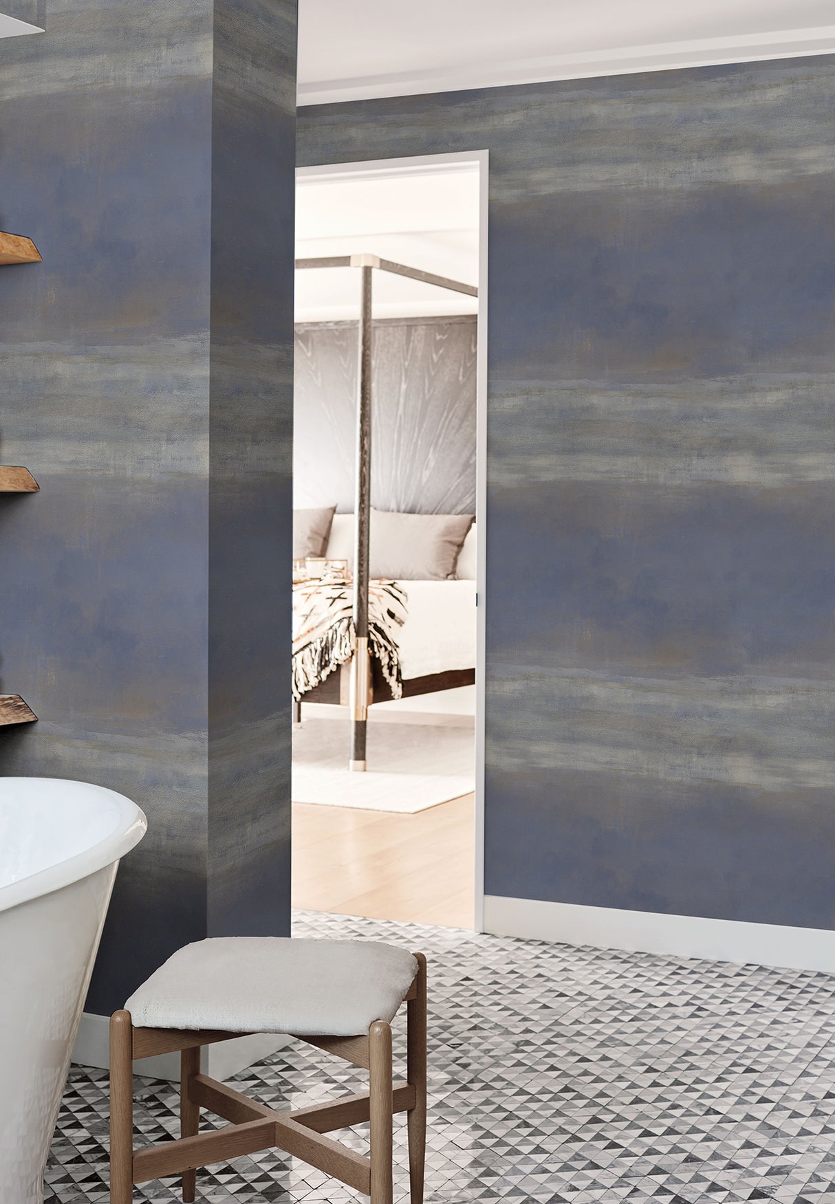 York CC1255 Serene Reflection Navy Wallpaper