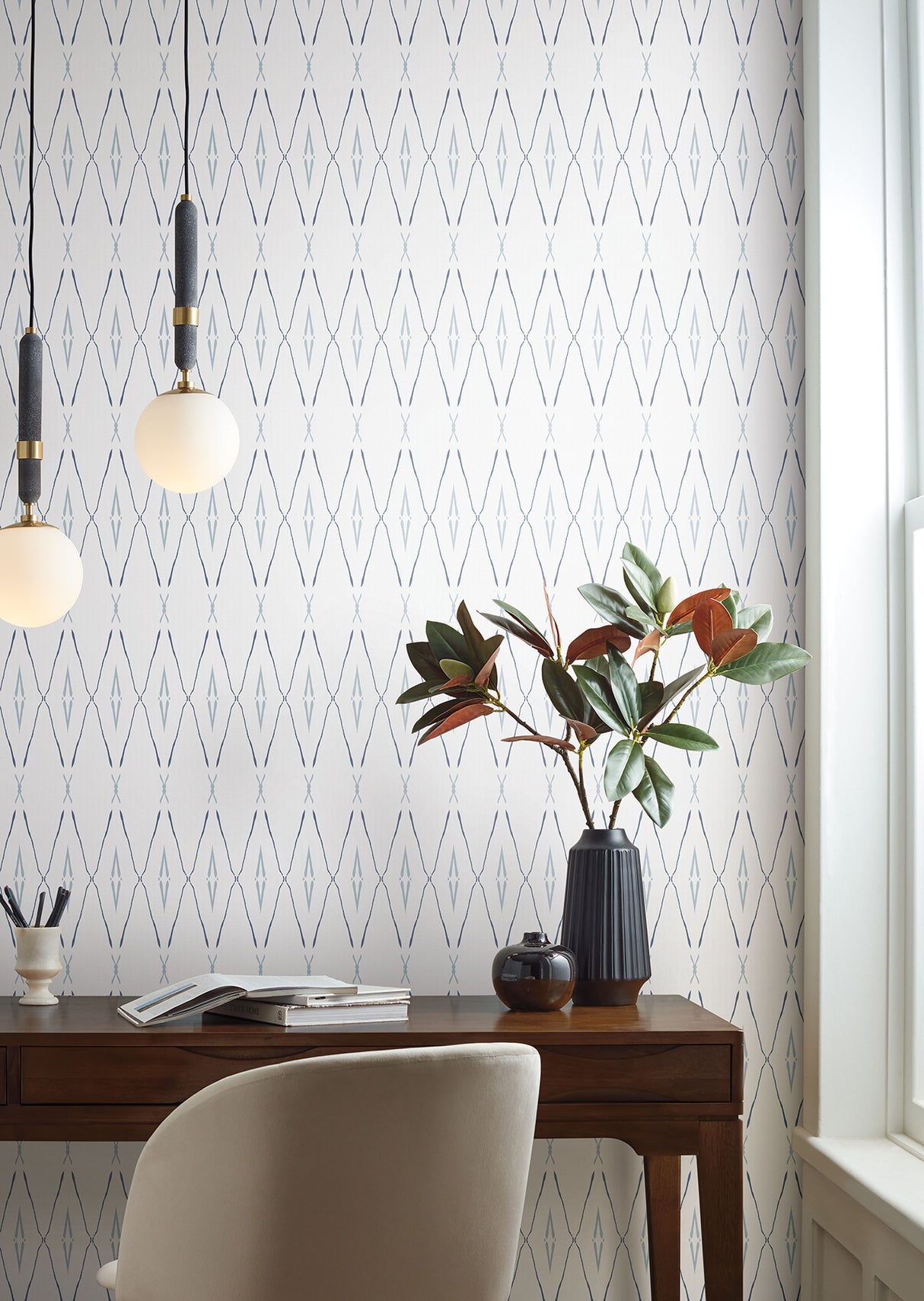 York CC1284 Artifact Silhouettes Indigo Wallpaper