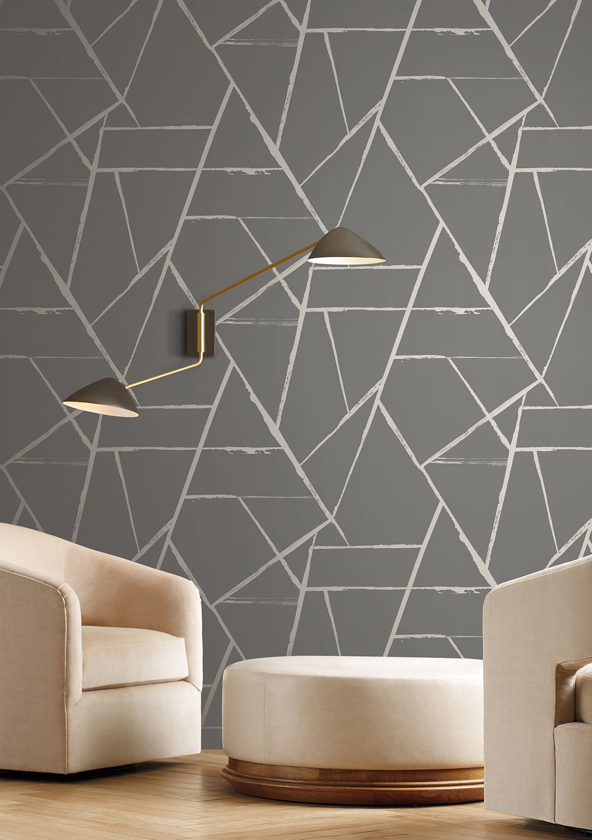 York CC1292 Intersect Grey Metallic Wallpaper