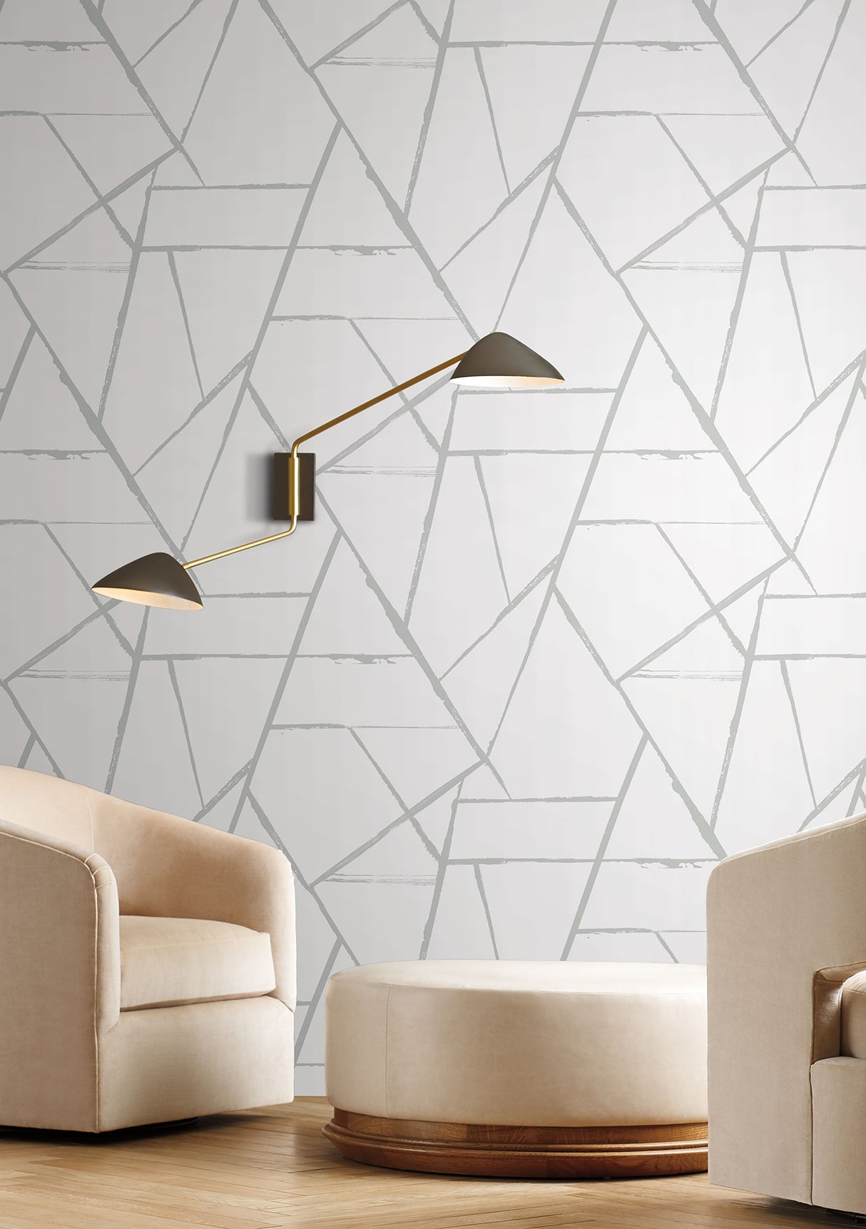 York CC1296 Intersect Silver Metallic Wallpaper