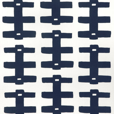 CAROLINE CECIL TEXTILES CCF-2306.1650.0 BRIDGE DARK NAVY/OYSTER Fabric - ORIGINS