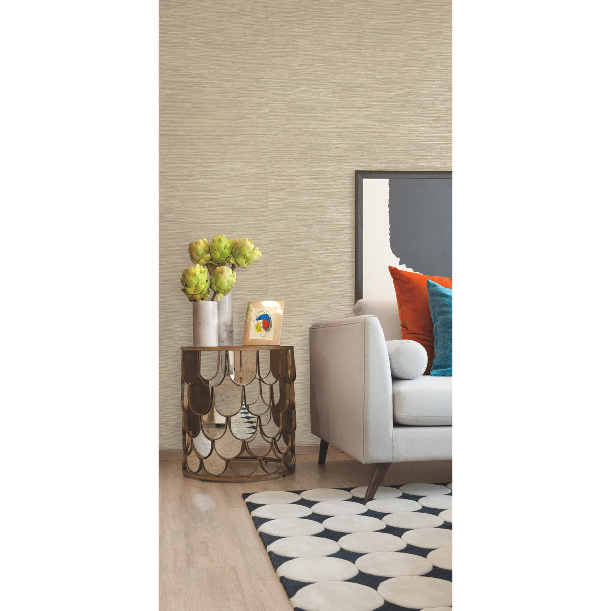 York CD1031N Ramie Weave Grasscloth Tan Metallic Wallpaper